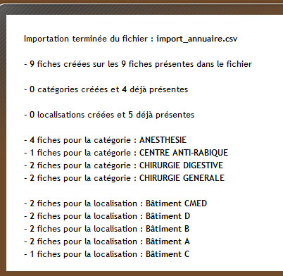 Rapport d'importation