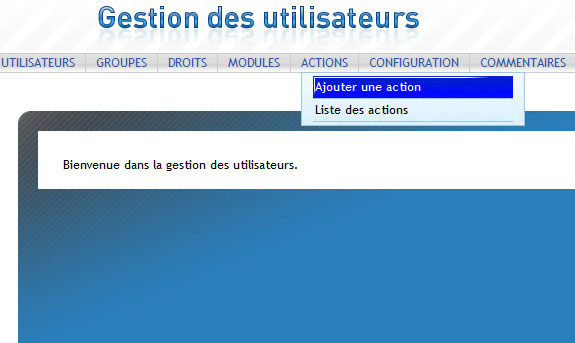 Interface gestion des utilisateurs