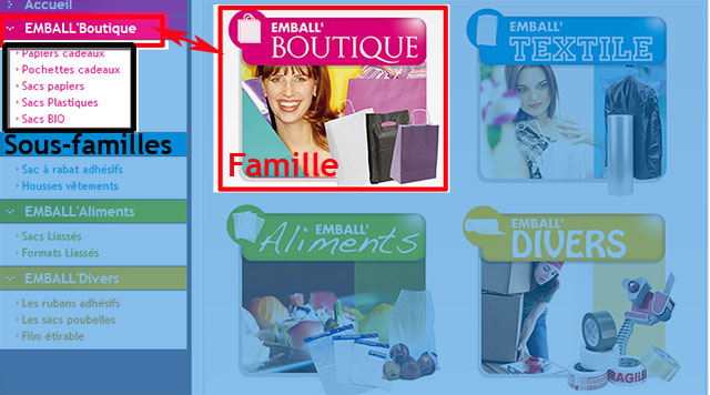 site ecommerce famille de produits