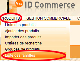 Liste des familles site ecommerce