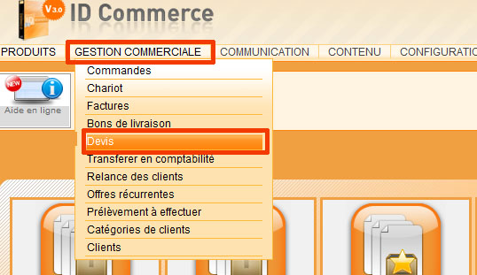 gestion commerciale liste devis