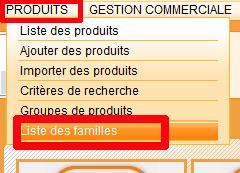 gestion site marchand - liste des familles