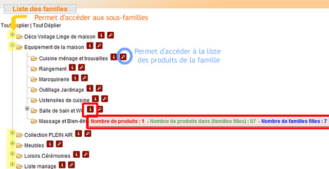 Id-commerce liste des familles